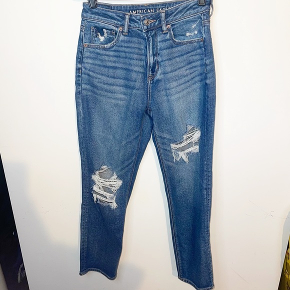 American Eagle Outfitters Denim - American Eagle Mom Straight Jeans High Waisted Ripped